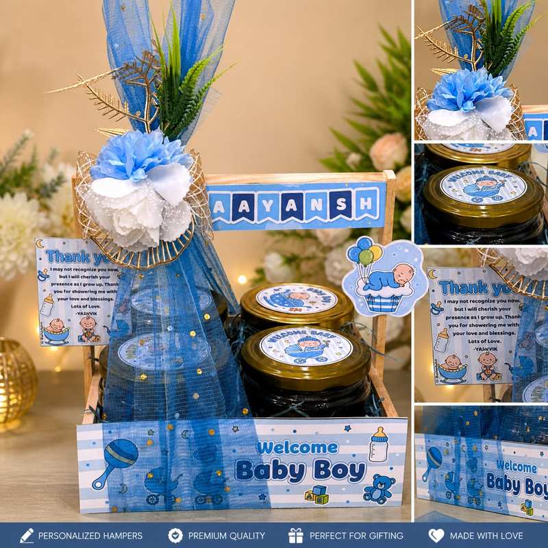 Baby shower hamper personalized welcome baby boy custom theme gifting
