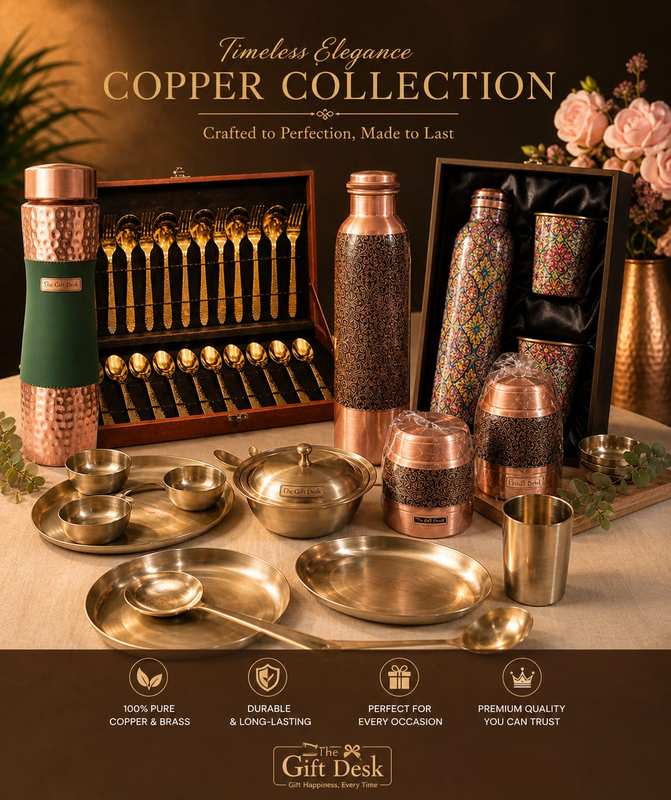 Copper collection bottles cutlery brass dinnerware premium gifting