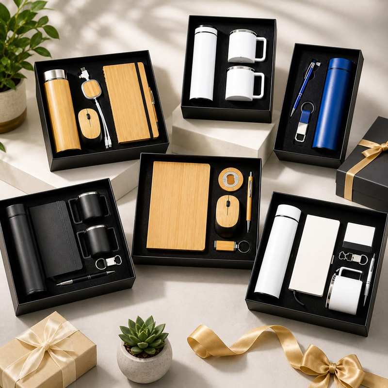 Corporate gift sets branded bottle mug journal employee gifting India