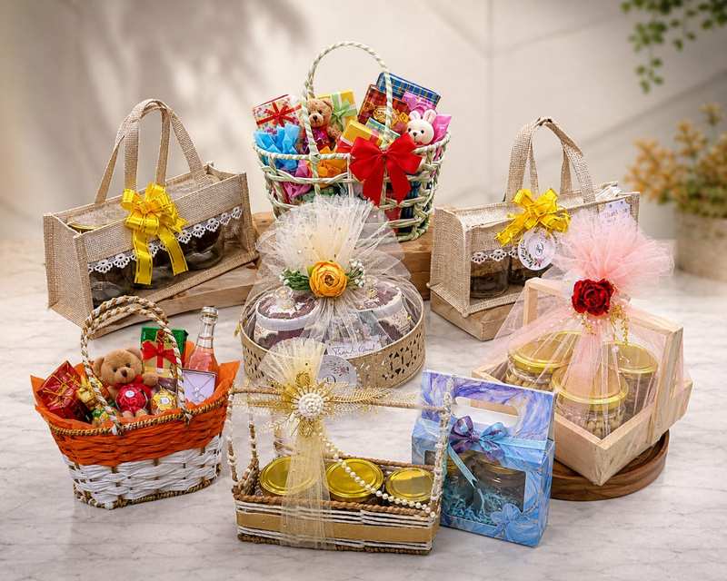 Mixed material basket hampers jute metal pinewood paper variety